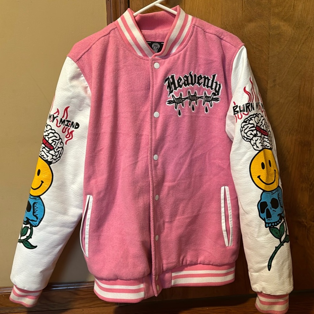 Pink and White Varsity Jacket